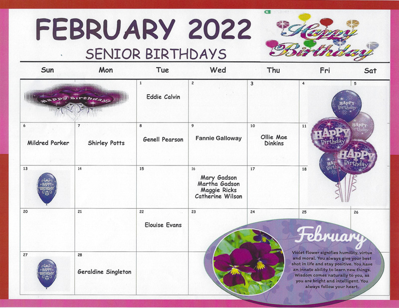 February birthday calendar